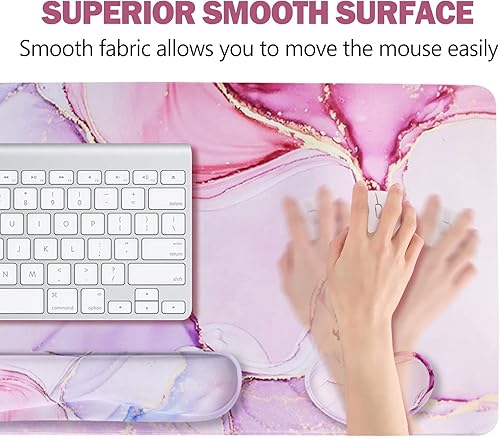 Miniatura 73 de ARTSO Juego de alfombrillas de mouse grandes para juegos, soporte para reposamuñecas para teclado + cojín de muñeca para mouse + alfombrilla de