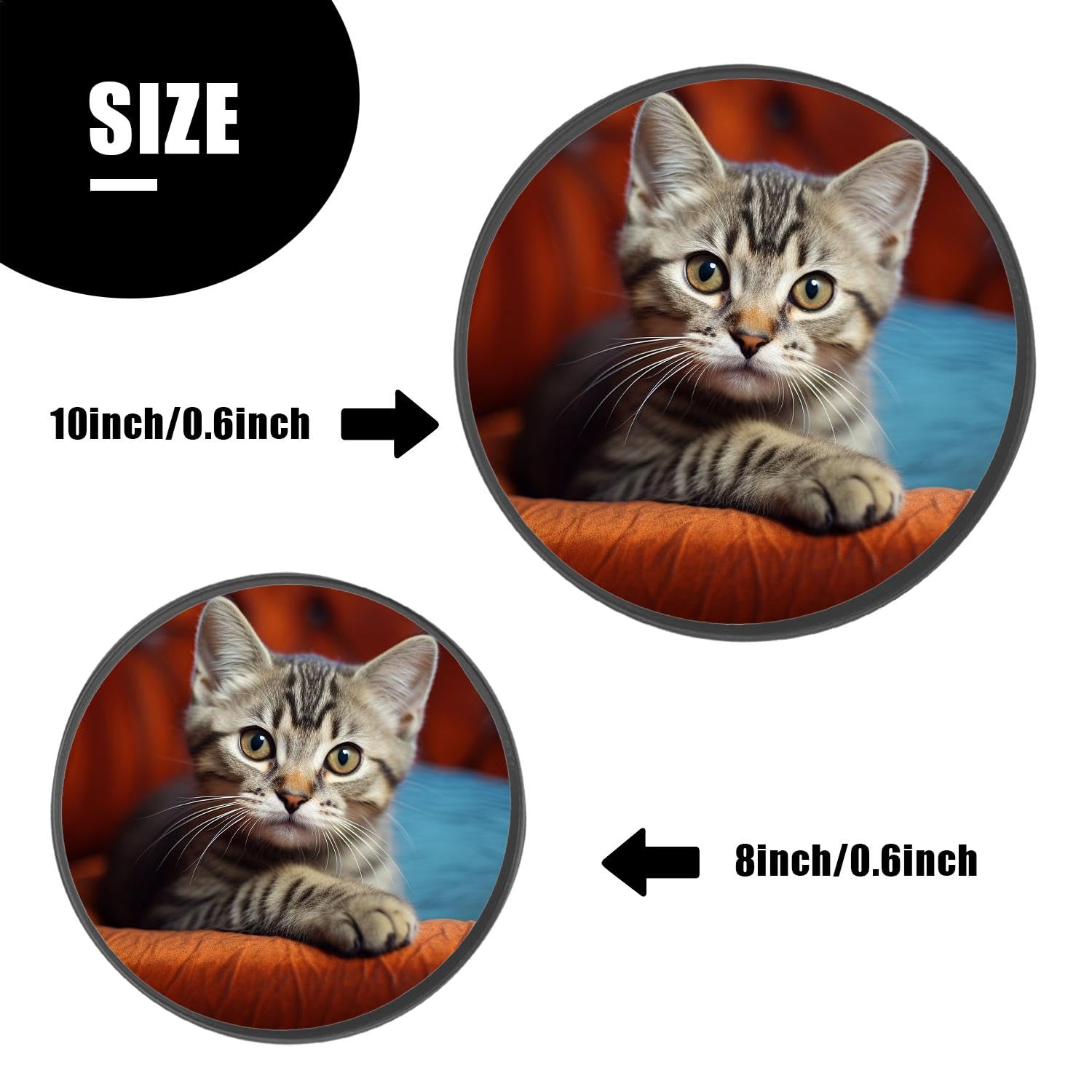 Set Of 4 Cute Kitten Stove Burner Covers - 8 Inch & 10 Inch Round Protectors For Electric Stoves, Black - View #4