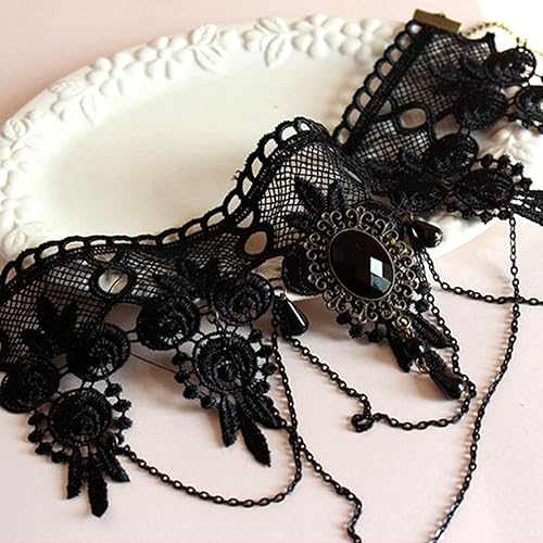 Miniatura 6 de YANCHUN Juego de joyas góticas de Halloween, accesorios para disfraz de Halloween, gargantilla negra, collar, pulsera, aretes, juego de disfraz