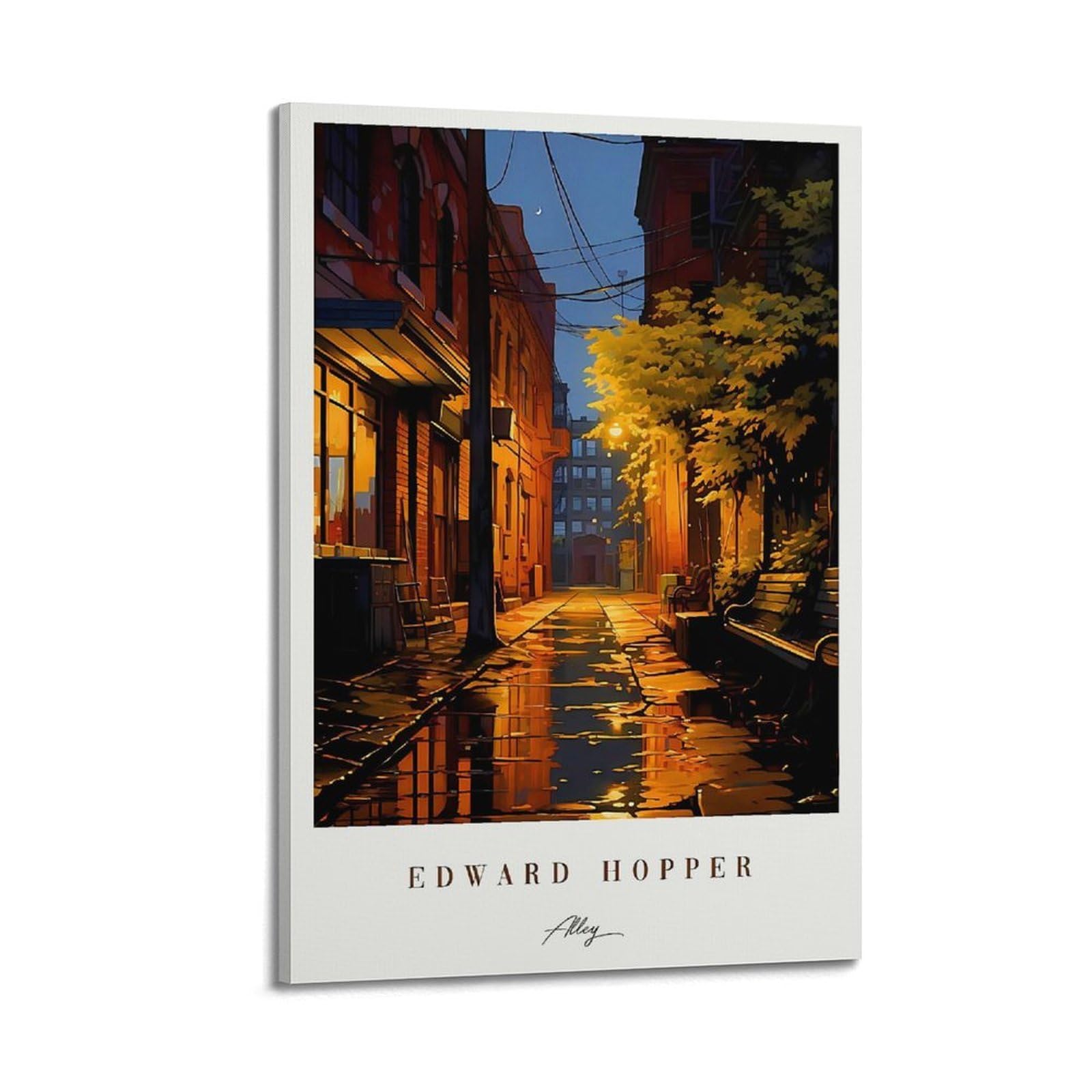 Ckjenjbkm Frame-Style Edward Hopper Painting Poster Canvas Vintage Beige Wall Art Posters Aesthetic Canvas Wall Art Print Home Decor For Bedroom Living Room20x30inch(50X75cm)