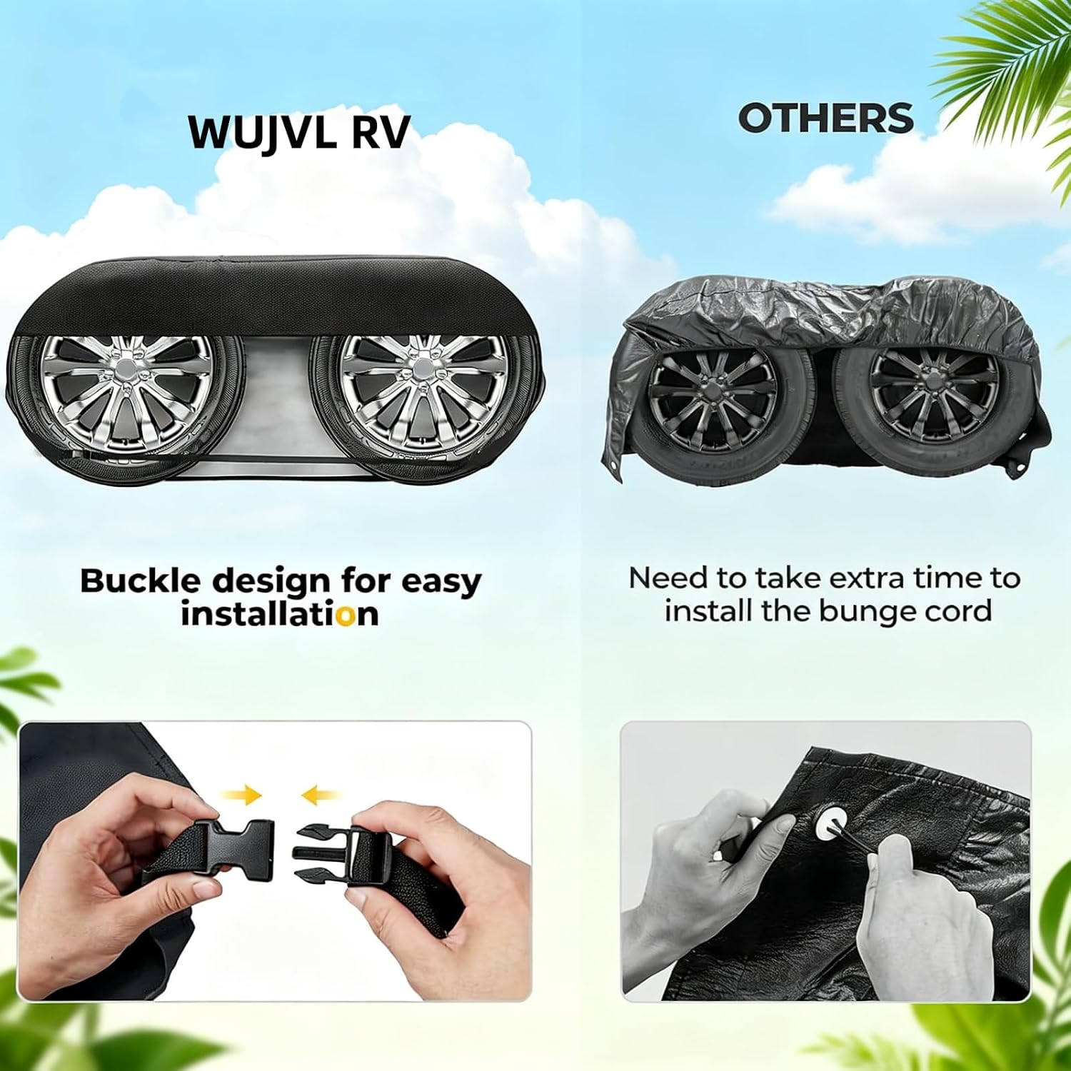 RV Tire Covers, Dual Axle Wheel Cover (2 Packs) Fits 27-30" Diameter Tires