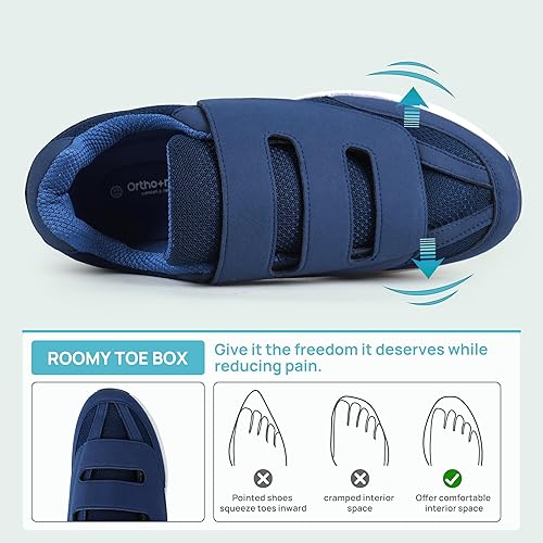 Miniatura 10 de Ortho+rest Zapatos para caminar diabéticos para hombre, zapatos hinchados con cierre ajustable