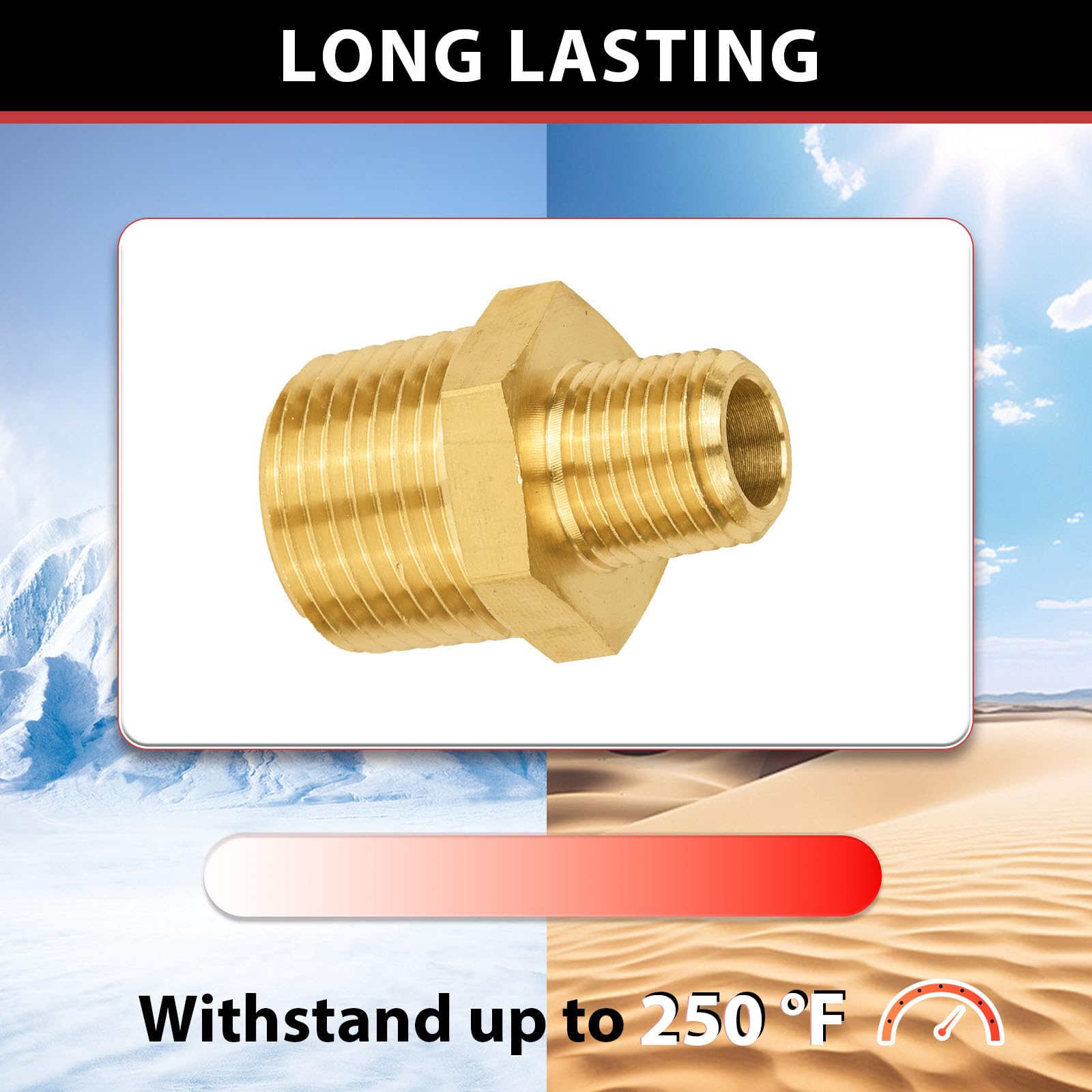 EFIELD - Confezione da 10 adattatori dritti NPT maschio da 1/2" x 1/4" per tubi in rame, ottone o ferro