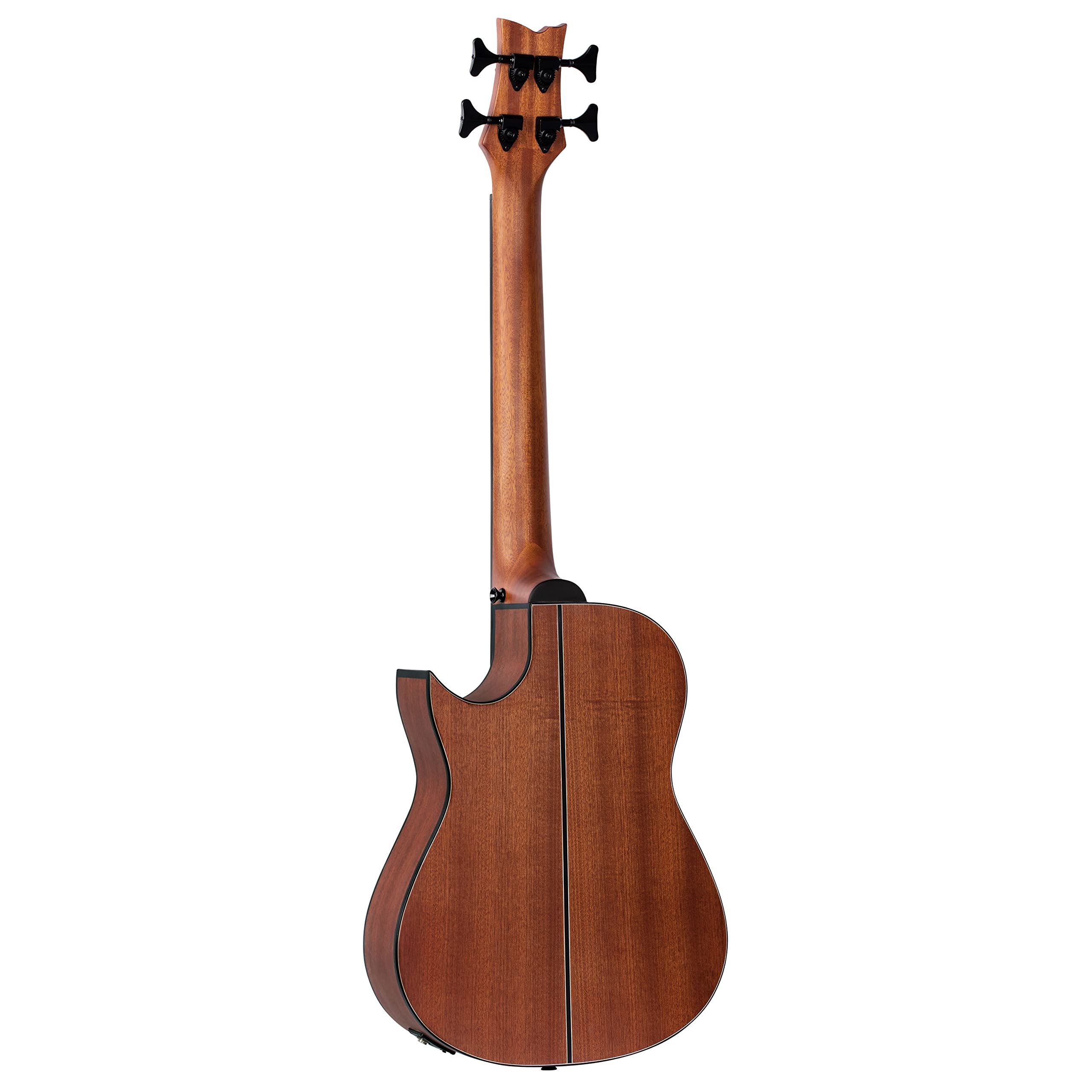 Ortega Guitars Bass Ukulele Elektro-Akustisch – Long Scale, ohne Bundstäbchen – Lizard Series – Inklusive Gig Bag – Massives Mahagoni, Natur (LIZZY-PRO)