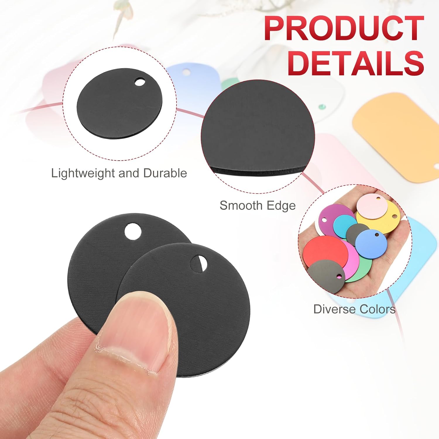 PATIKIL Round Metal Stamping Blanks Tags 1", 25 Pcs Round Anodized Aluminum Blank Laser Engraving Dog ID Name Tag with Hole for Pet Craft DIY Decorative, Black image 3