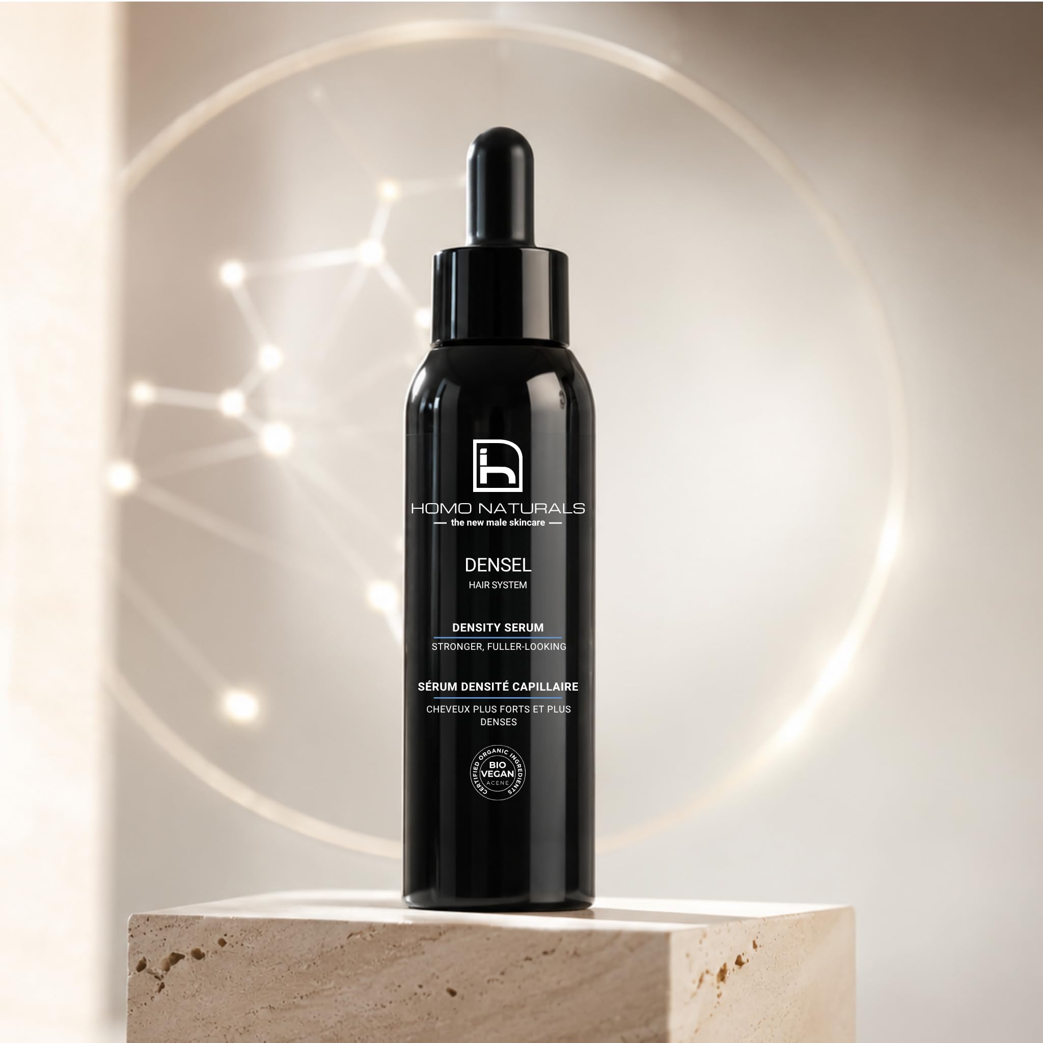 Homo Naturals - Siero per capelli anti-caduta da uomo, Densel Hair System, trattamento per capelli senza risciacquo con proteine, aminoacidi e acido ialuronico, 100 ml