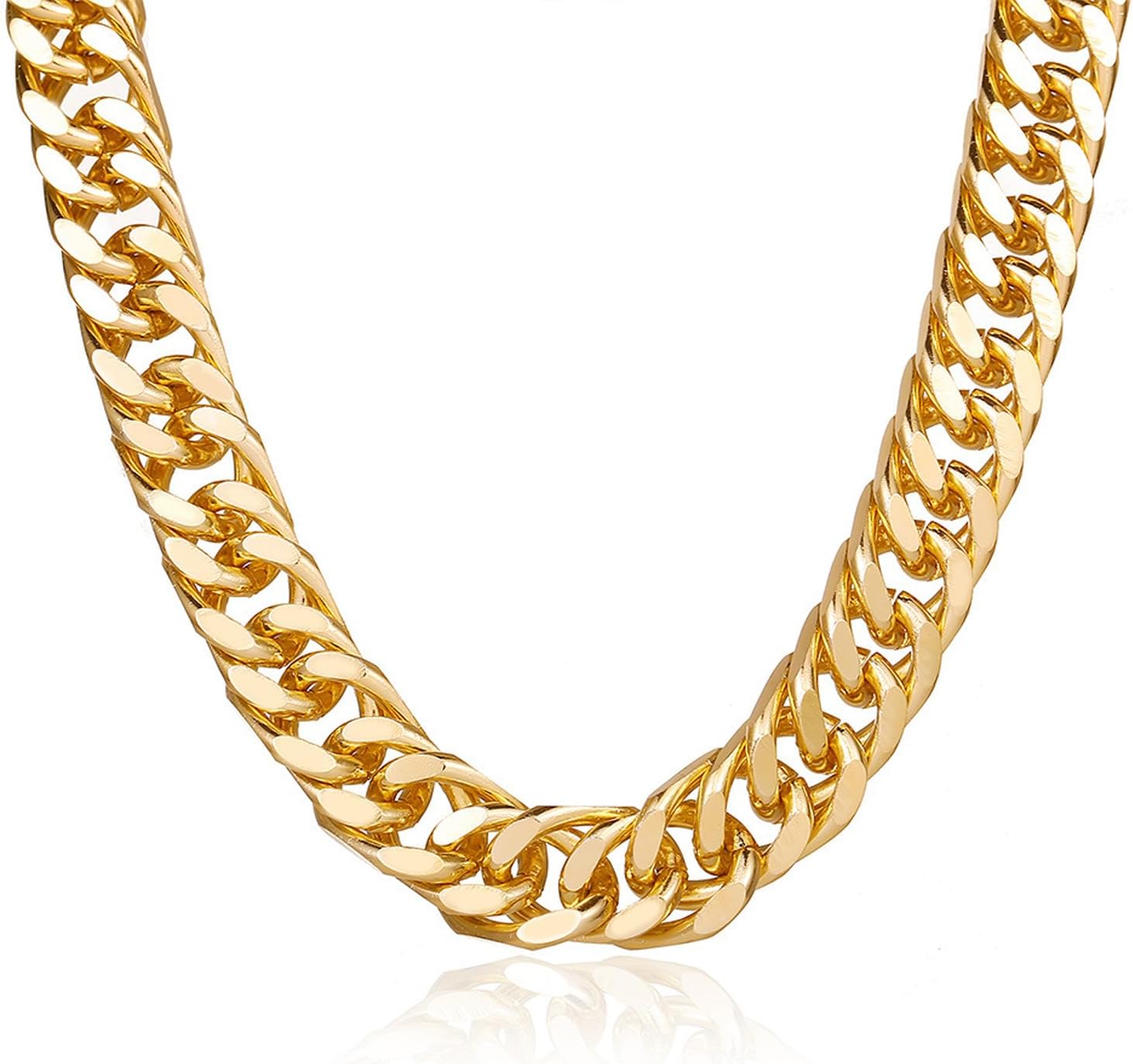 14K Gold Cuban Link Chain Necklace for Women, Vintage Wide Long Chains Choker Statement Collar Necklace Trendy Cuba Link Hip Hop Jewelry Gifts - Image 8
