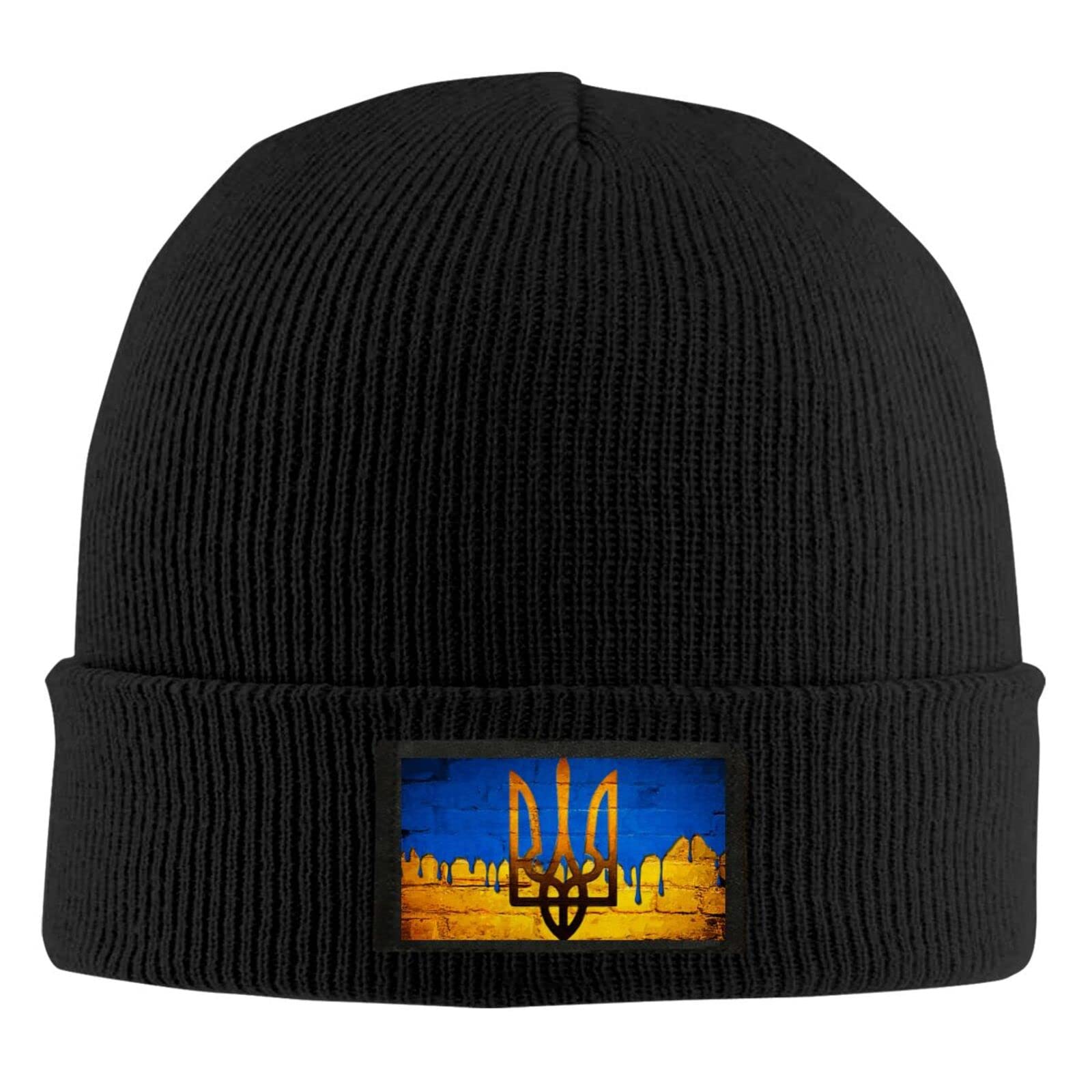 719 Women's Beanie Hat 104 Cap Symbols Of Ukraine, Coat Of Arms Of Ukraine, Ukrainian Flag, Trident Knitted Beanie Cap Warm Beanie Hat Outdoor Beanie Hats For Fishing, Climbing, Skiing
