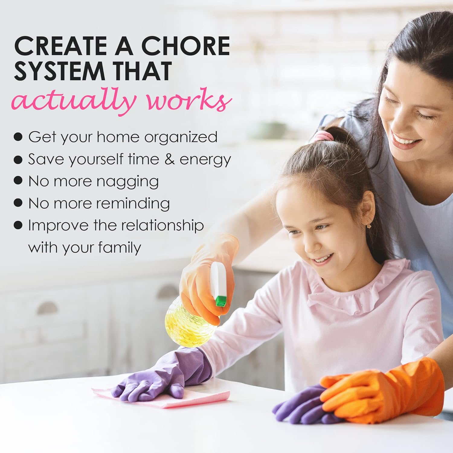 Magnetic Chore Chart for Adults - Dry Erase Schedule Board for Multiple Kids, Toddlers, Teenagers, Adults - Includes 4 Markers and Spray Bottle (Black)