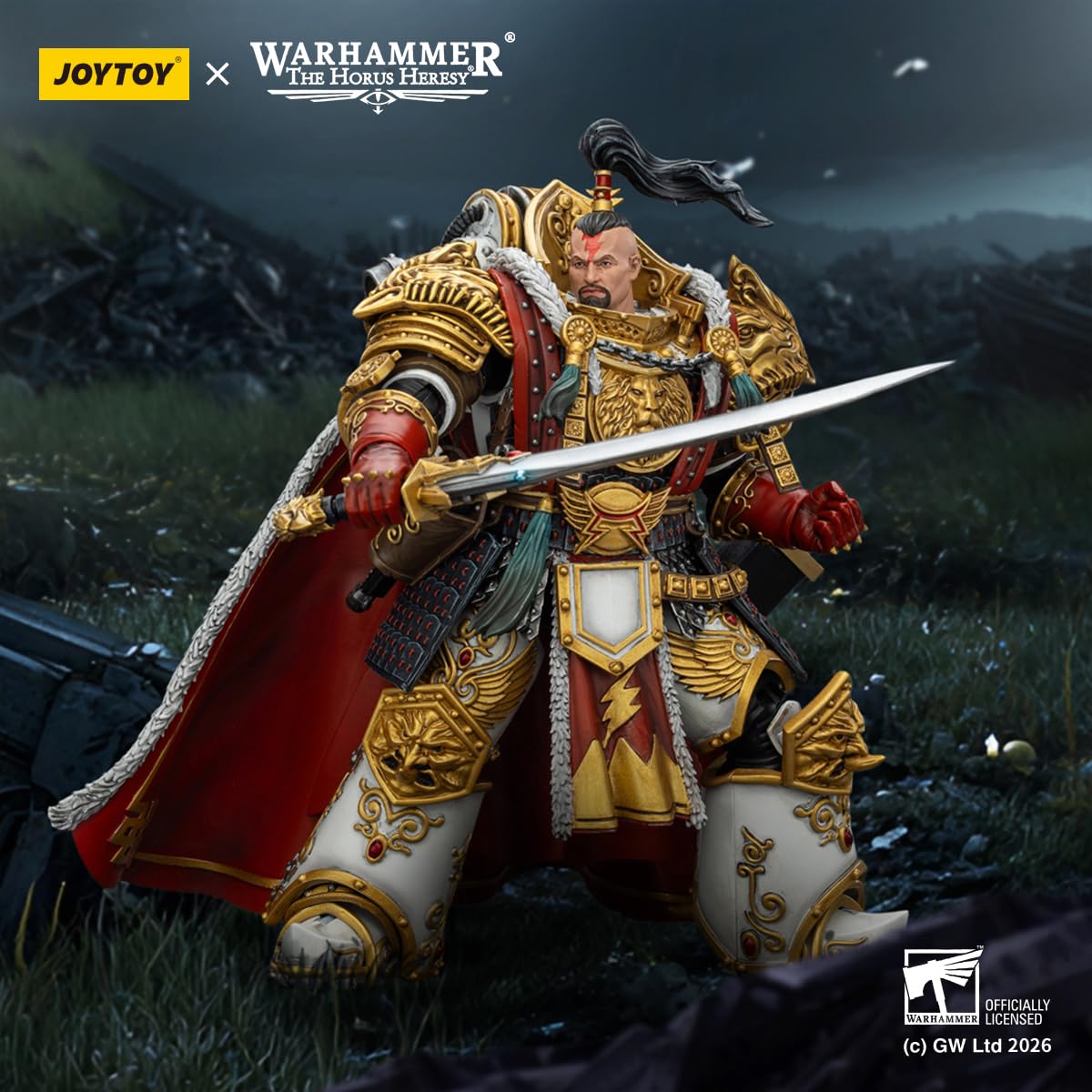 JOYTOY Warhammer 40K figurki akcji 1/18 białe blizny Jaghatai Khan Primarcha V Legionu prezenty urodzinowe model kolekcjonerski Warhammer miniatury