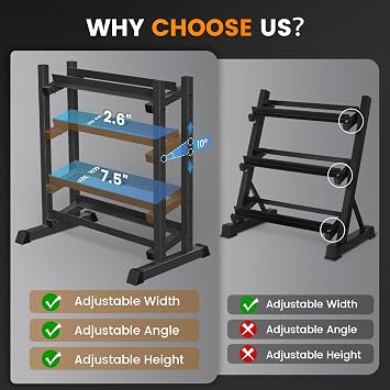 Dumbbell Rack Stand Only, Heavy-Duty, Height & Angle Adjustable