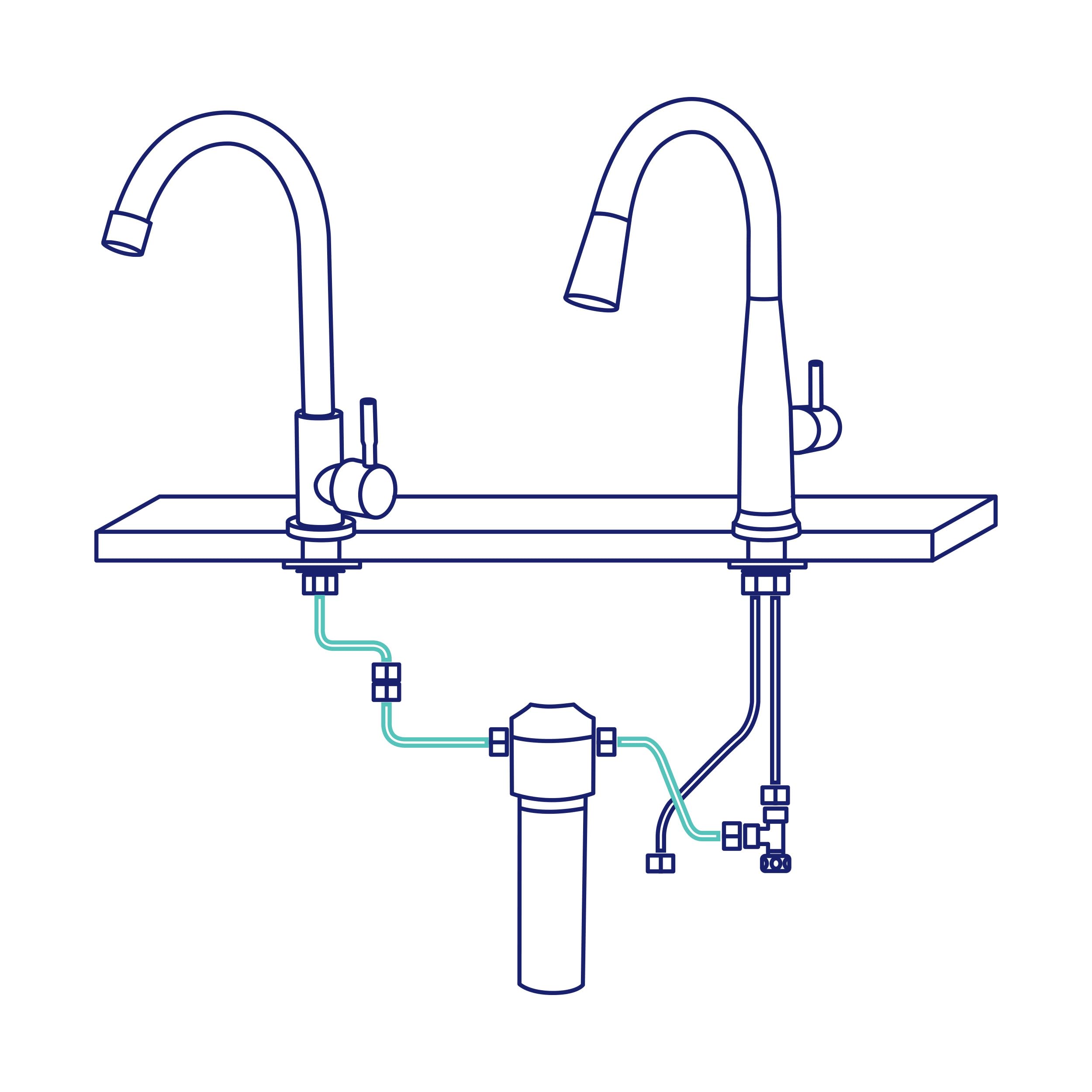Aquafloow Sistema de Filtro de Agua Bajo Fregadero con Filtro de Carbón de 1 Etapa y Temporizador, Elimina Cloro, Impurezas Orgánicas y Mejora el Sabor del Agua