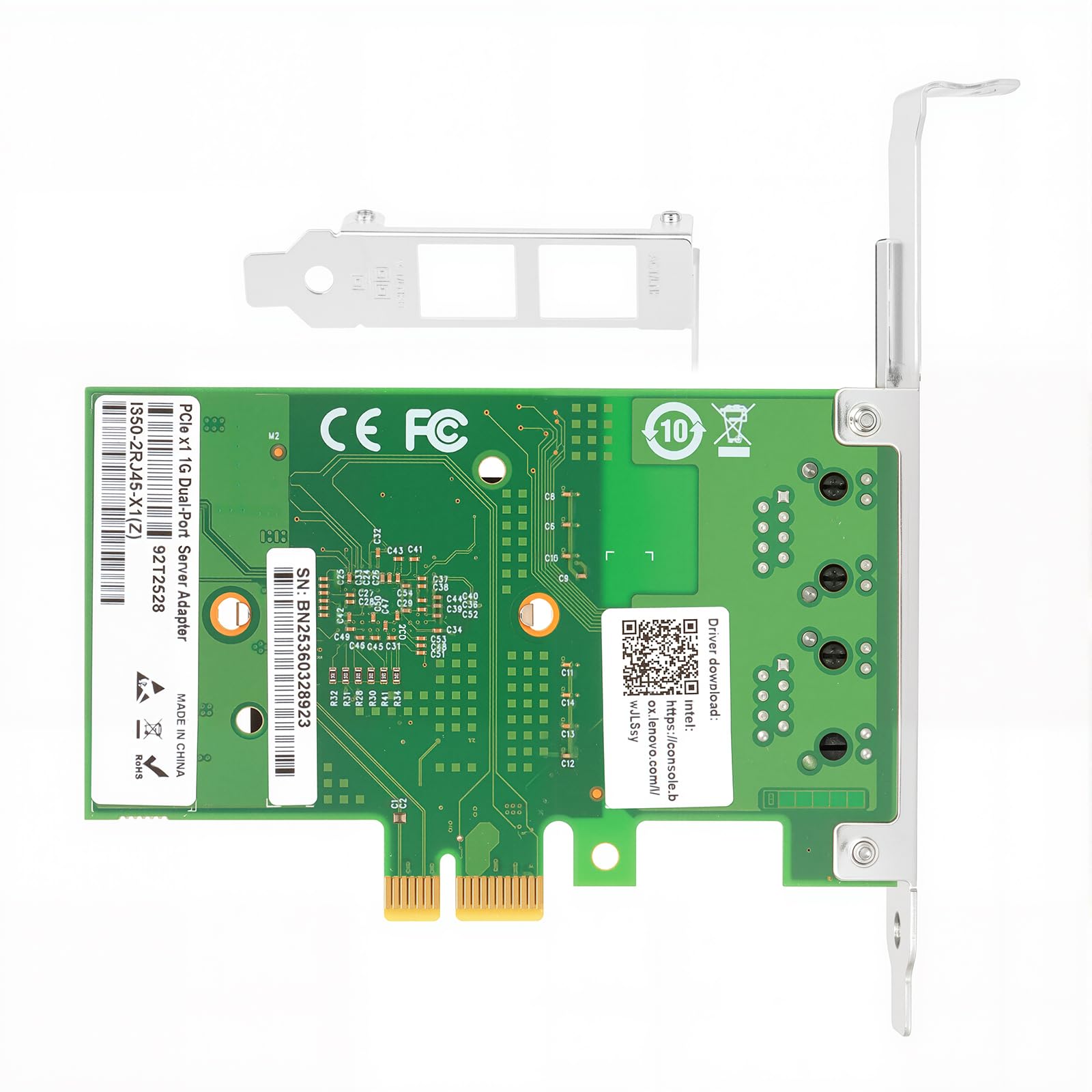 PCIe Ethernet Network Card for Intel I350-T2 I350AM2 Chipset PCIe 2.1 x1 1Gb Dual Port RJ45 LAN Card Support Windows Server/Windows/Linux/VMware/ESX