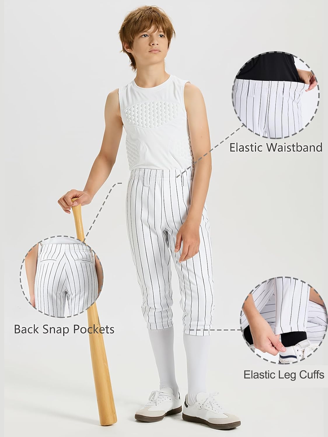 DEVOROPA 2T-15Years Toddler Baseball Pants Youth Boys Girls Softball Pants Kids Fast Pitch Tee Ball Practice Pants Pockets - Image 5