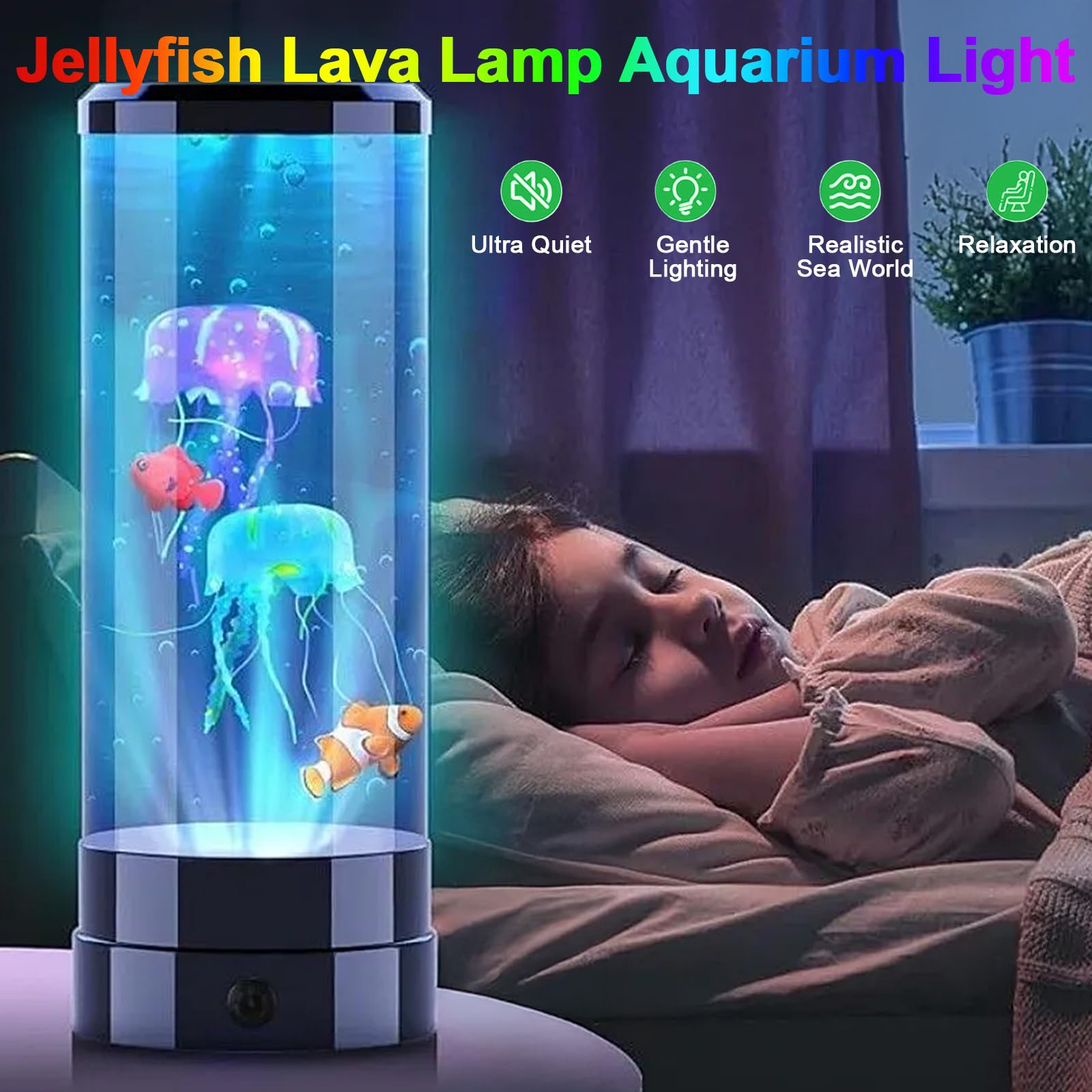 Quallen Lampe mit 17 Farben und Fernbedienung, LED Quallen Aquarium Lampe, Jellyfish Lamp Aquarium, Quallen Lavalampe Stimmungslicht für Kinder Erwachsene Entspannung Wohndekoration
