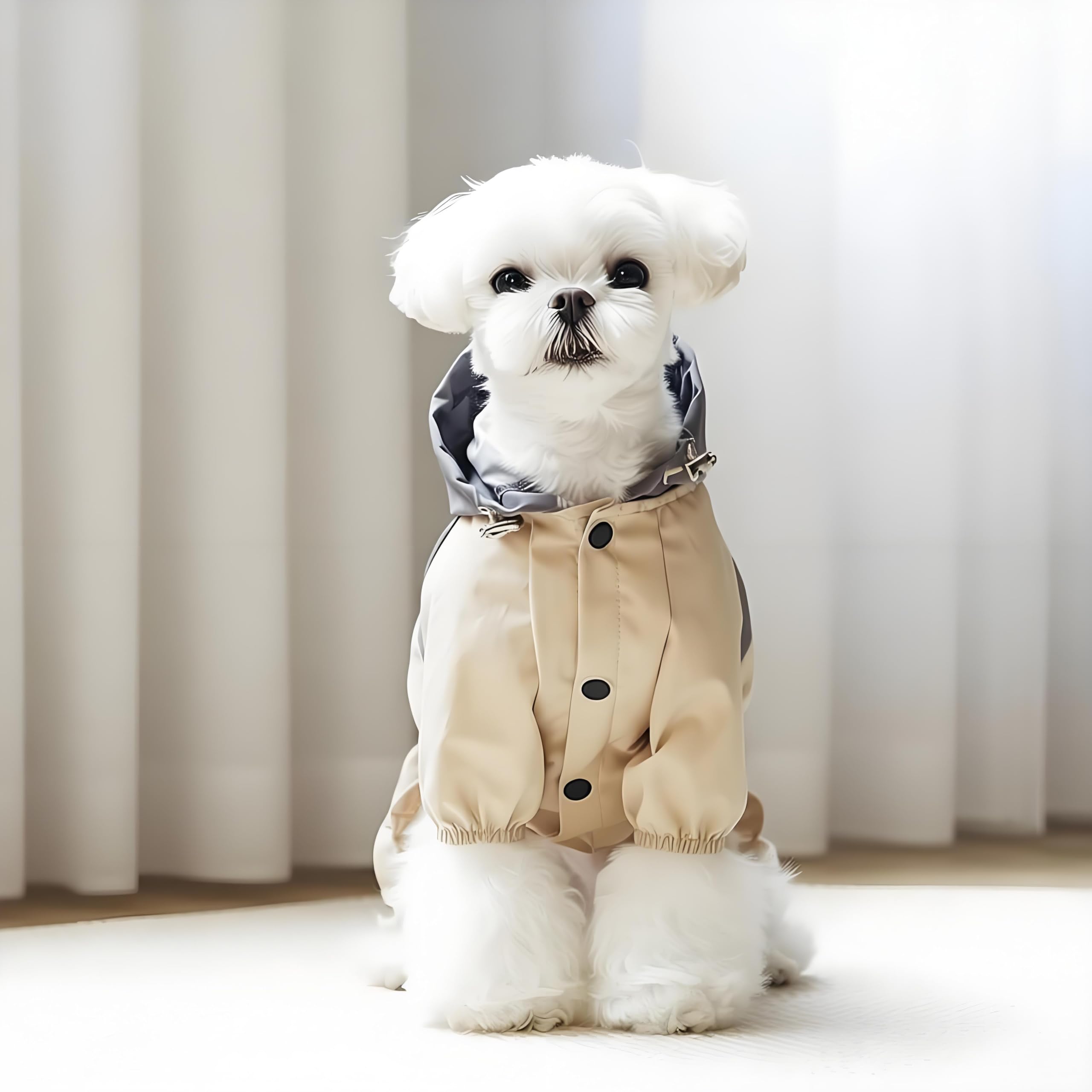 Imperméable pour chien kaki S en polyester haute densité avec capuche pour grands chiens