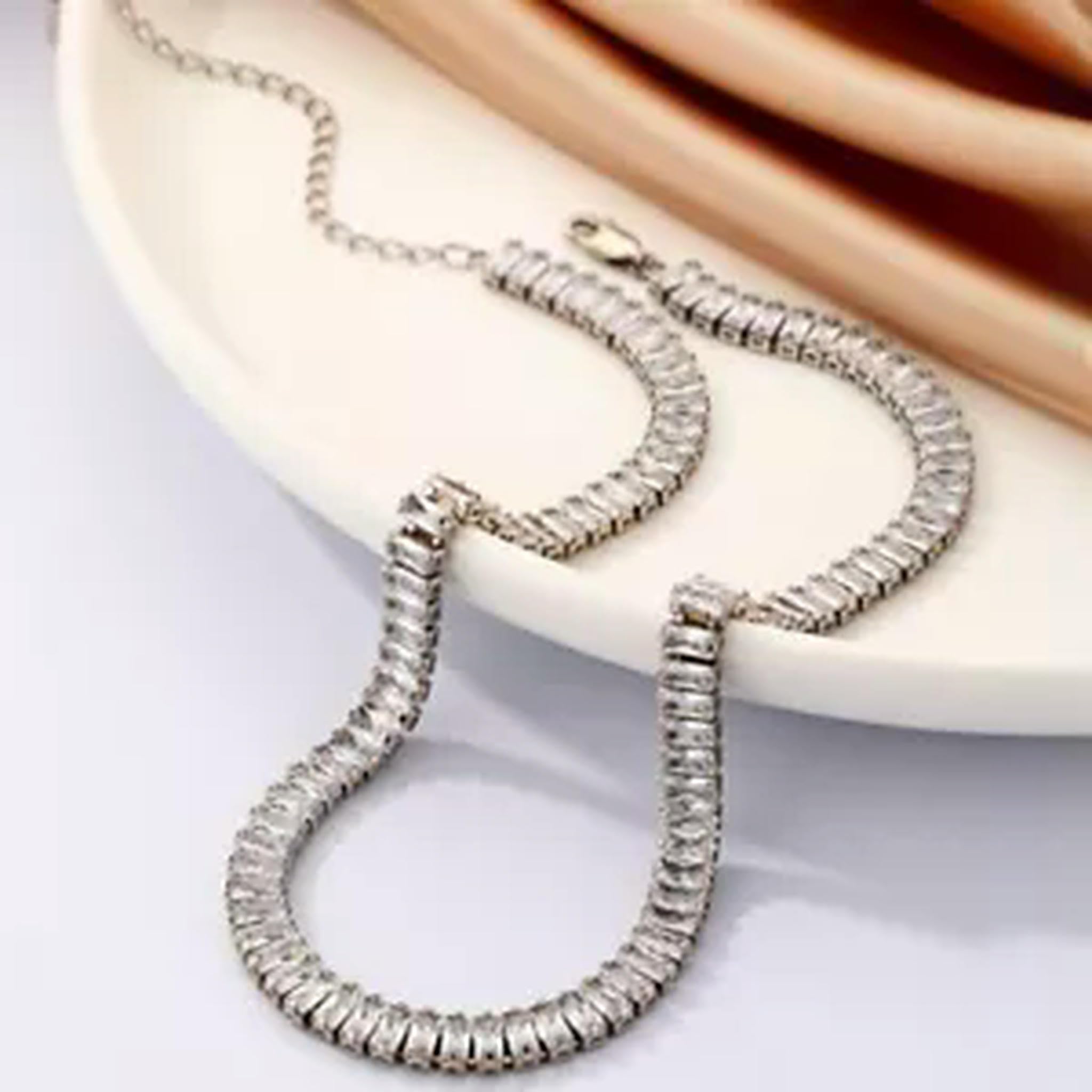 S925 Silber 5A Zirkonia Tennis Halsketten Choker Halsketten Hochzeit-Silber