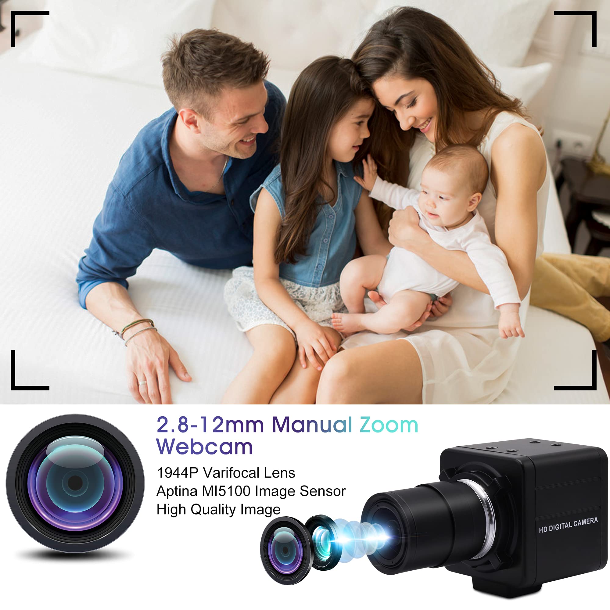 Amazon.co.jp: ウェブカメラ USB 5MP USBカメラ 2.8-12mmバリ