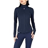 Women's Lightweight, Full Zip Running Track Jacket - Dark Navy Fleece Lined - XL