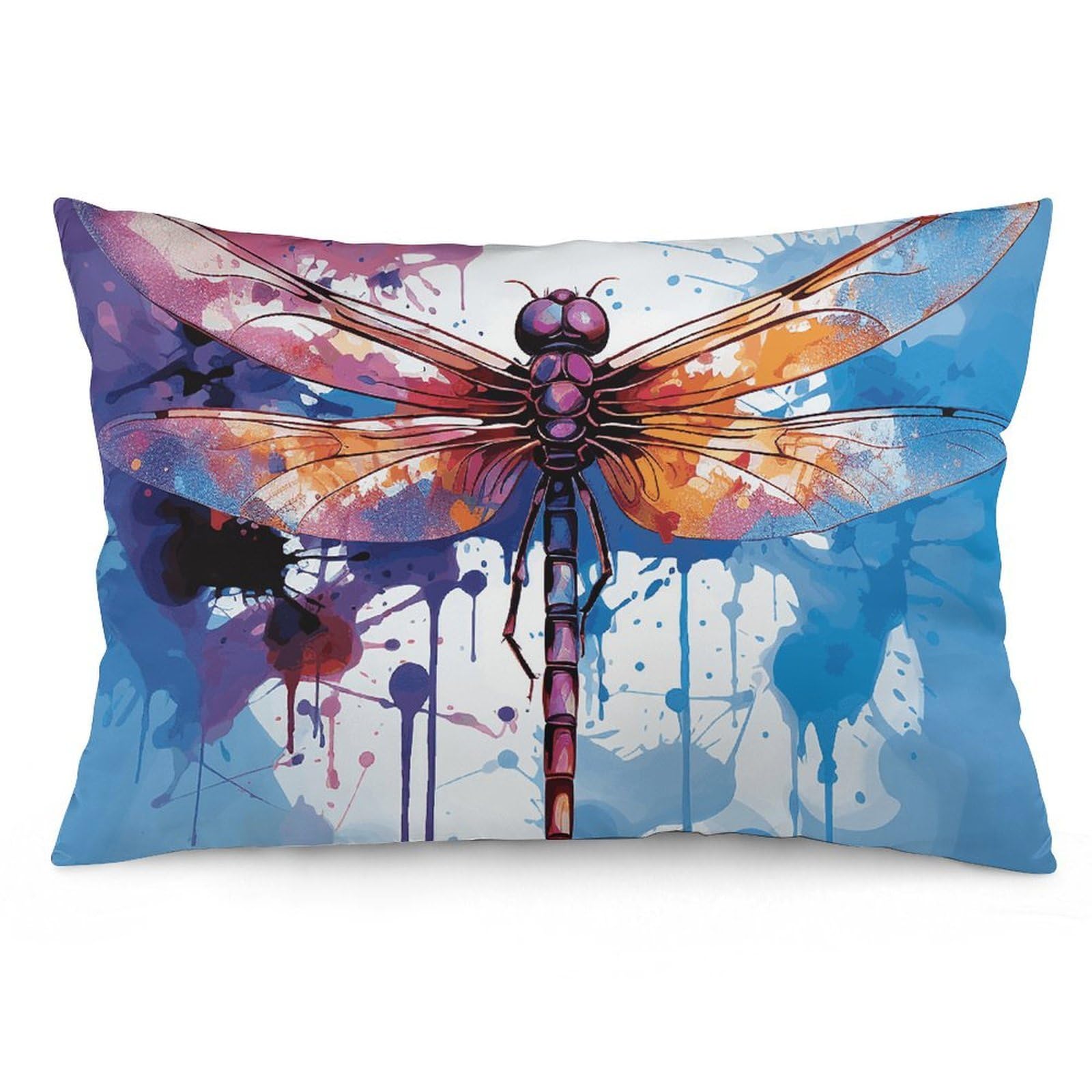 2 Pack Pillow Cases for Hair and Skin, Soft Breathable Pillow Case Covers with Hidden Zipper, Colorful Abstract Dragonfly Pillowcase 12 "x20 Pillow Covers for Sleeping Gift