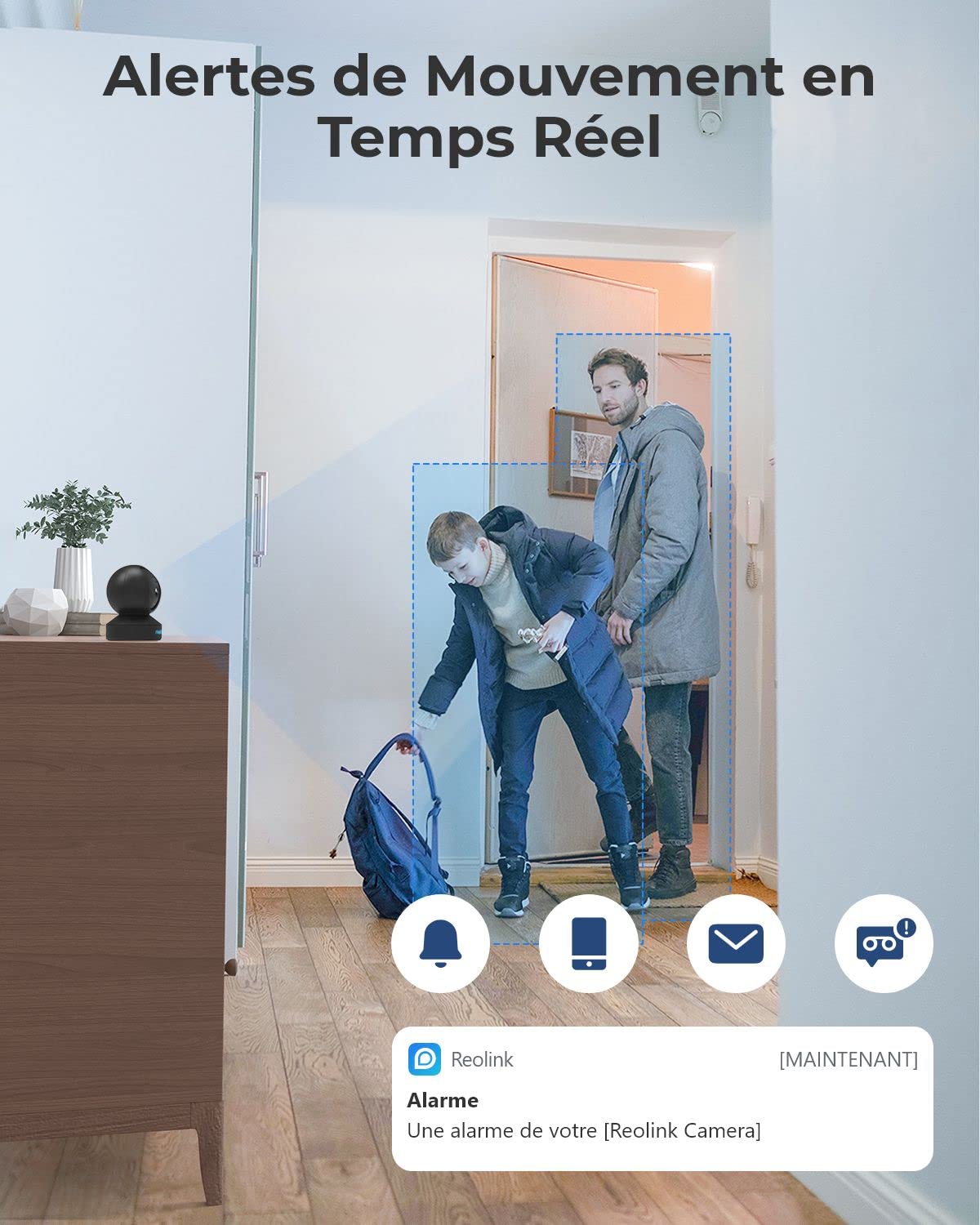 Reolink 4MP Caméra de Surveillance WiFi 2.4G/5GHz, Caméra IP Pan&Tilt, Caméra Bébé, Audio Bidirectionnel, IR Vision Nocturne avec Fente pour Carte SD, Cloud, E1 Pro Noire (Reconditionné)