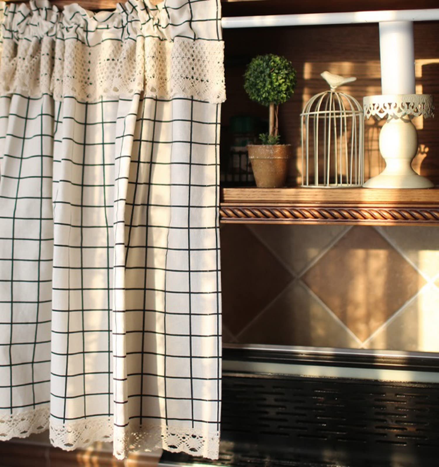 Tenda Cucina Rustica Beige - Mezza Tenda In Cotone E Lino Floreale Per Finestre Piccole