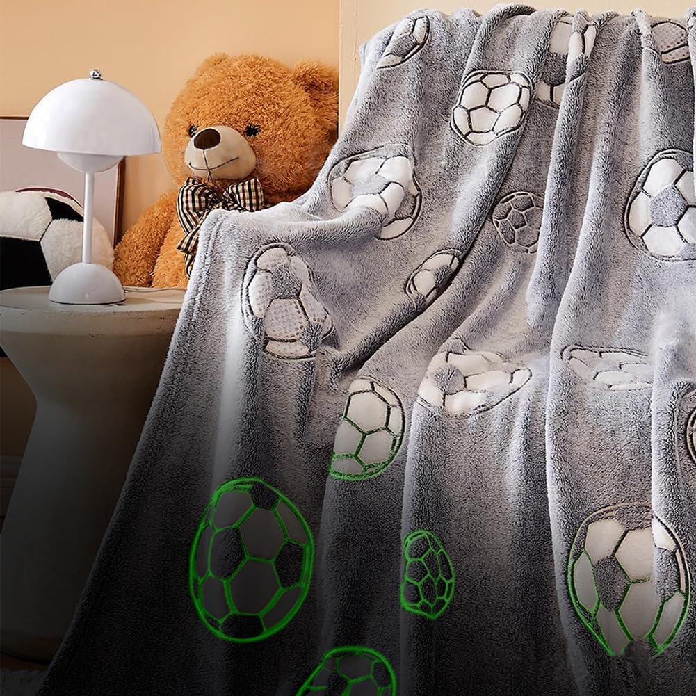 Kuscheldecke Kinder für Mädchen Junge, 150 x 130 cm, Fußball