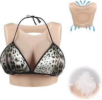 Realistic Silicone Breastplate Round Collar Fake Boobs B-G Cup for