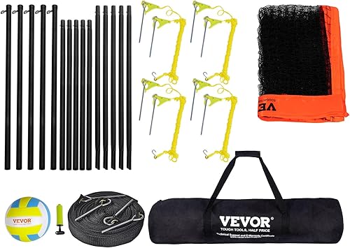 Miniatura 9 de VEVOR Red de voleibol de 4 vías, juego de red de bádminton de altura ajustable para patio trasero, playa, césped, red de voleibol portátil al aire