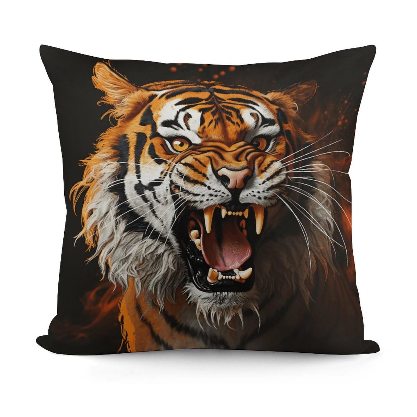 VstaDank Decorative Roaring Tiger Throw Pillow Covers Luxury Soft Pillowcases Fluffy Plush Accent Pillow Cases Personalized Square Lumbar Pillows Shells for All Seasons 18" X 18"