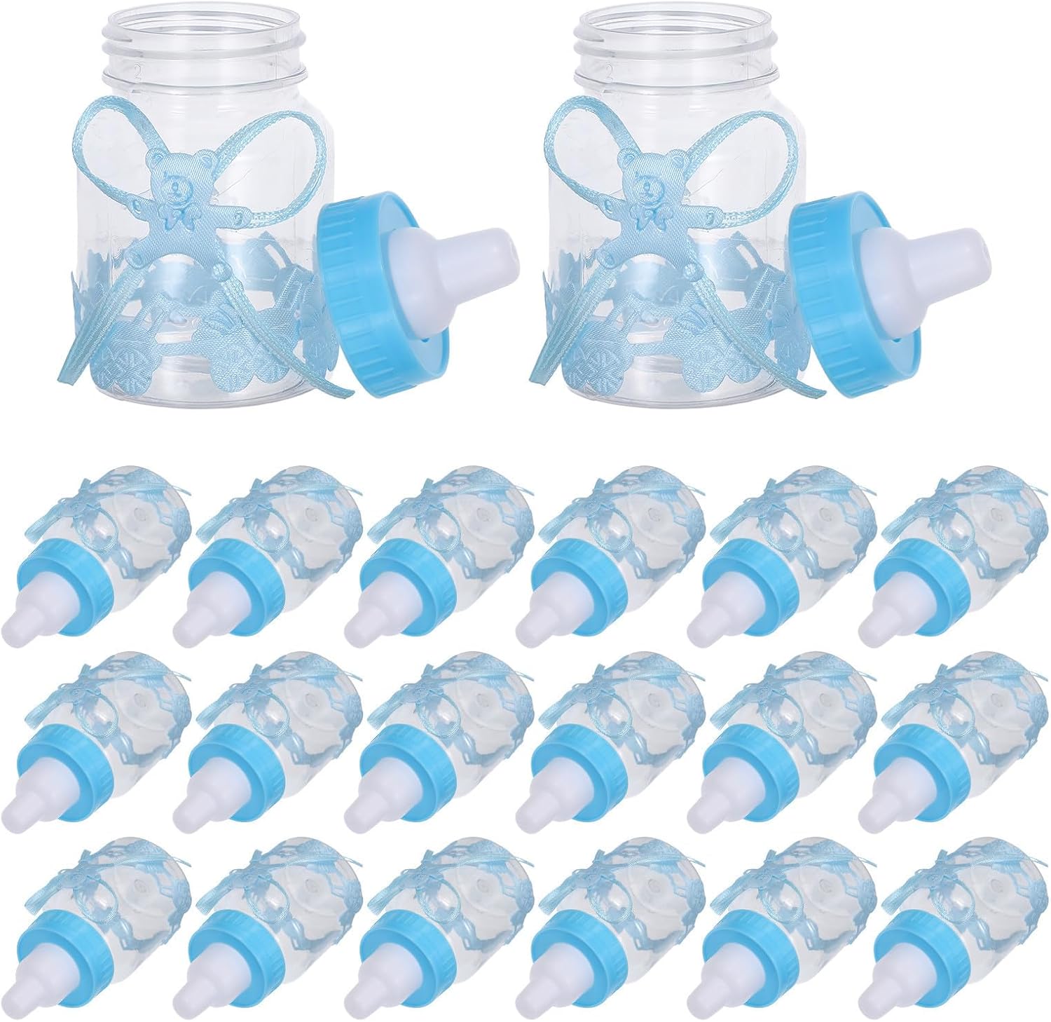 24pcs Bear Shaped Candy Bottles Box for Shower Party Favors, Interactive Made of Foodgrade Abs Material with Cute Adorable Appearance, Includes a Box for Convenient Packaging