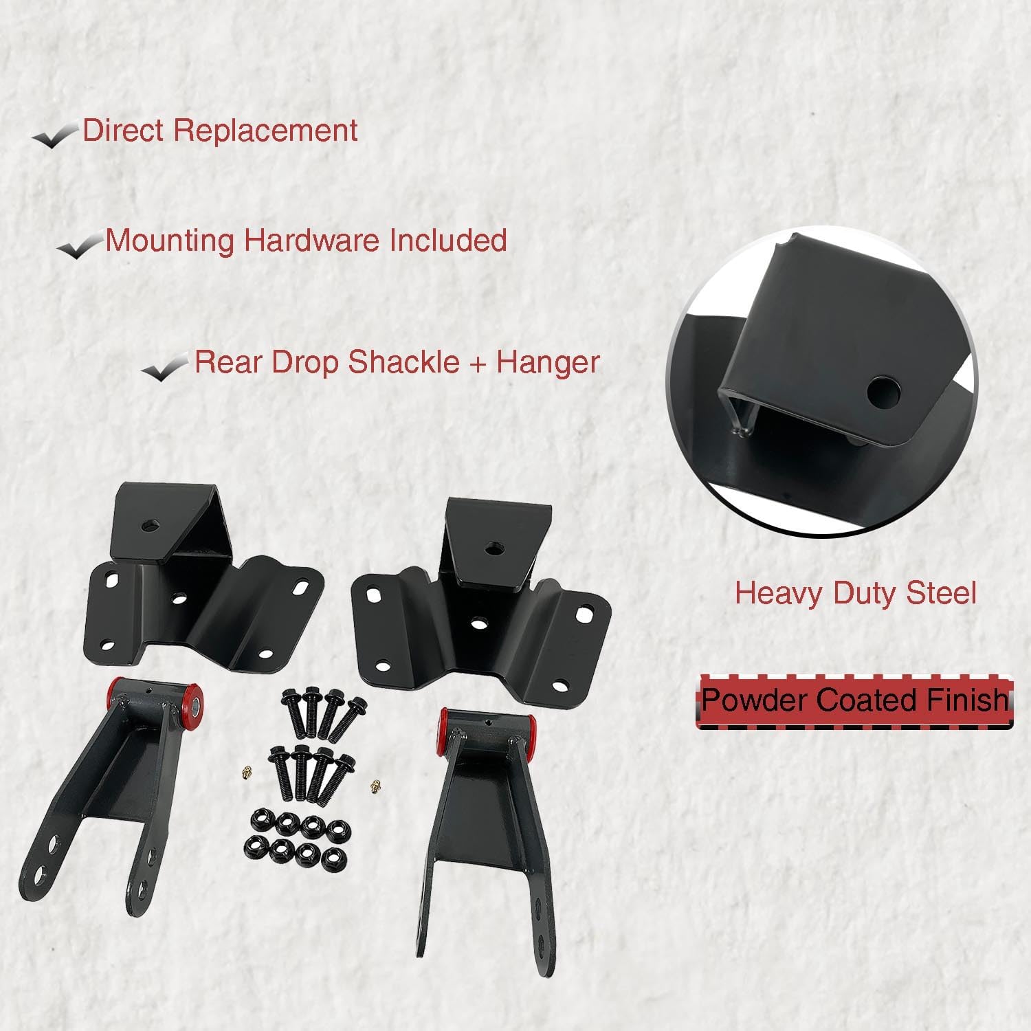 4" Drop Kit Leveling Lowering Shackles Hangers Kits Compatible with 1973-1996 F-ord F-150 F100 Rear Drop Hangers & Shackles Drop Kit Lowering