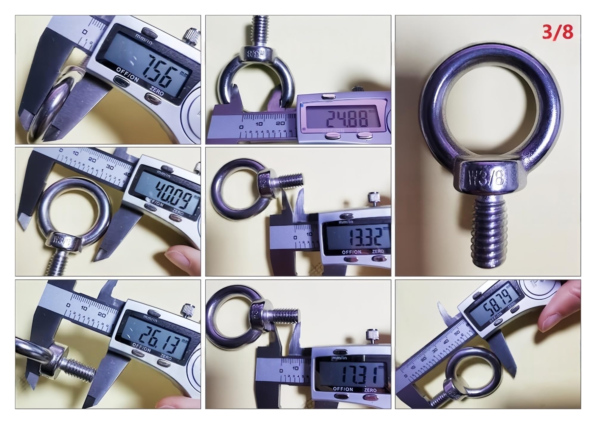 Ösenbolzen aus Edelstahl 304, 1/4, 5/16, 3/8, 1/2, 5/8, 3/4, 7/8 Zoll, Hebebolzen, Ösenschrauben(3-8 2pcs)