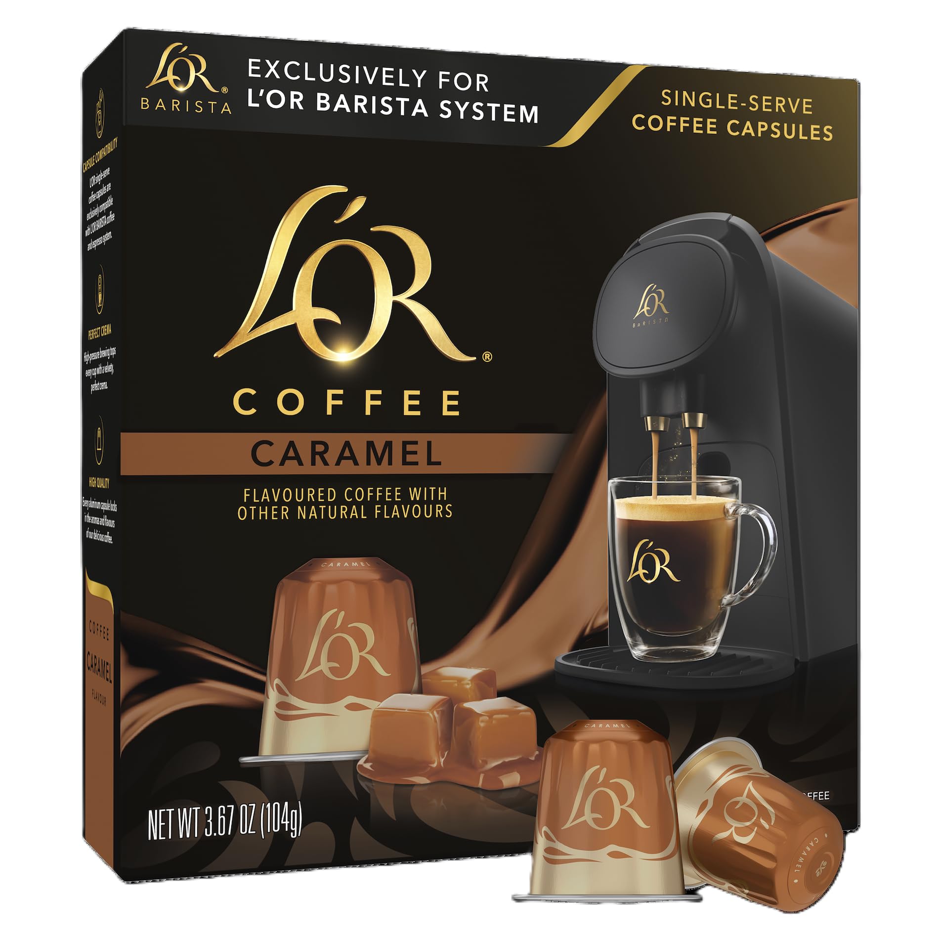 Espresso Caramel Flavour Coffee Pods X10 (Pack of 10, Total 100 Capsules) (100, Caramel)