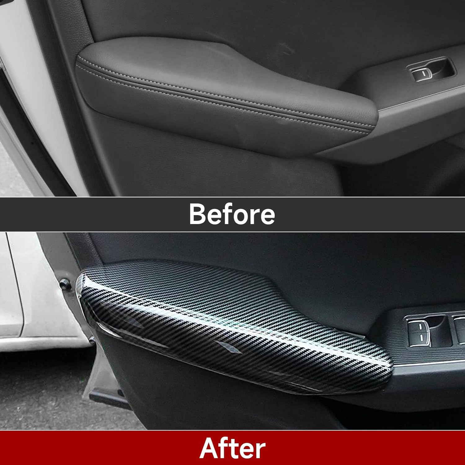 Car Inner Door Handle Armrest Cover Decals for 2022 2023 2024 2025 Honda Civic 11th Gen Accessories ABS Carbon Fiber Stickers