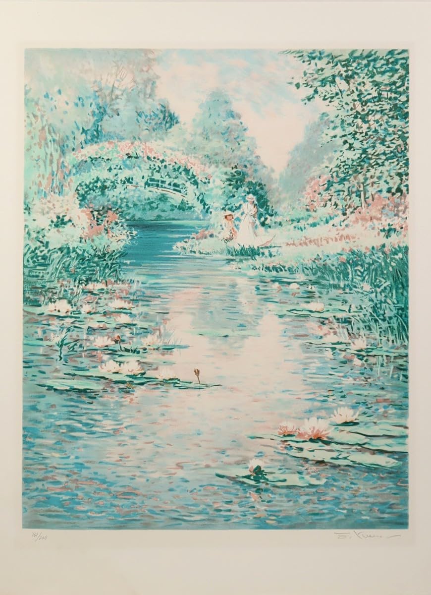 【真作】版画　リトグラフ　印象派風の夏景色　爽やかな草原の風景　W21 Amazon.co.jp: 真作 ユーエン chi-leung yuen 袁志良 リトグラフ