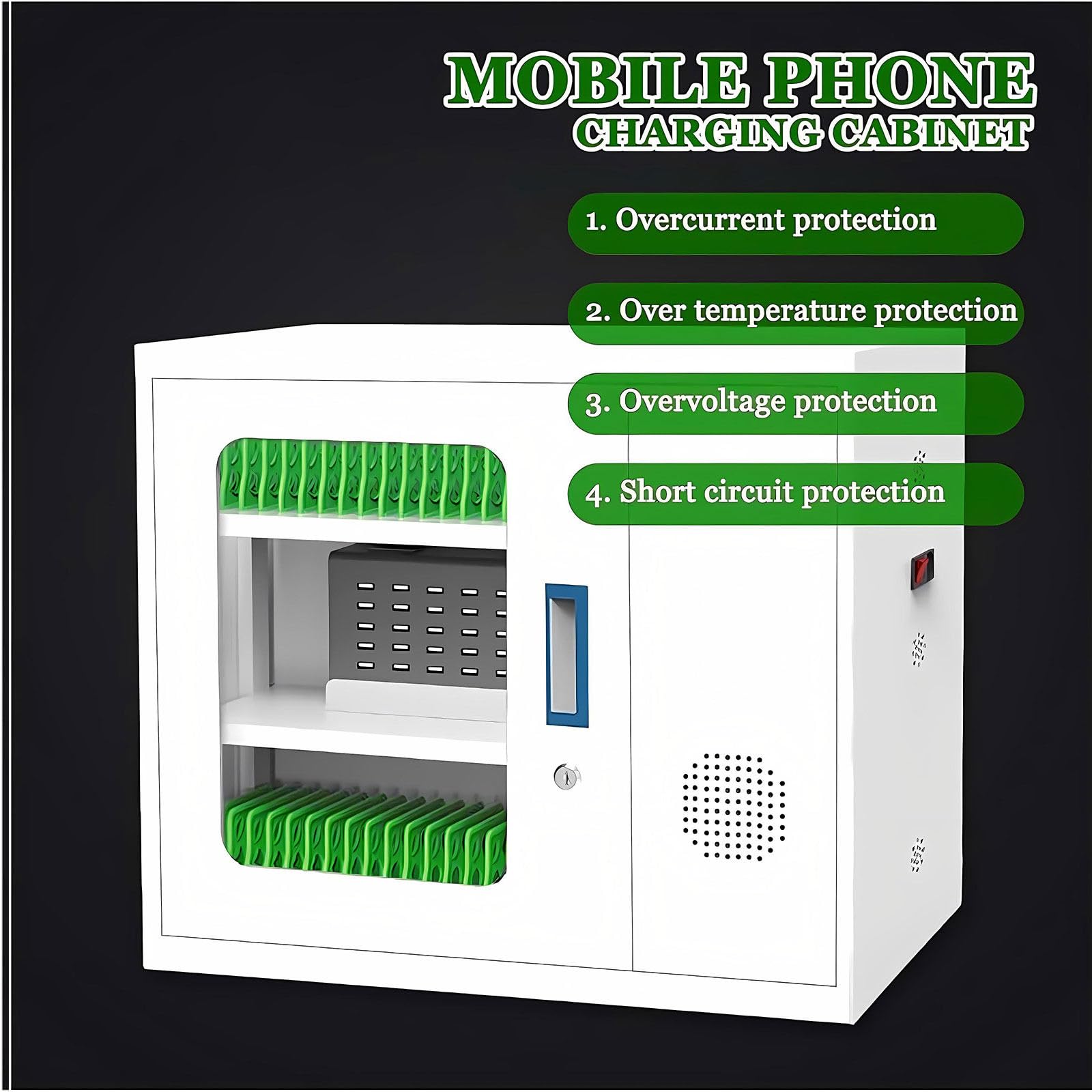 Station Recharge Multi Appareils, Armoire De Téléphone En Aluminium Durable, Station De Recharge Mobile Avec Verrou, Casier De Classe Avec Chargeur 12-Slots