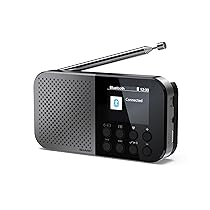 SHARP DR-P520(GY) Osaka – Radio digitale portatile tascabile con Bluetooth 5.3, lettore audio mono DAB+, FM, compatto e leggero, alimentato tramite USB-C, a batteria, doppia sveglia, colore: grigio
