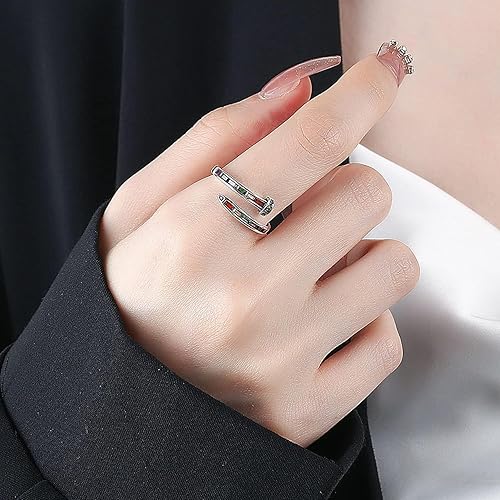 Miniatura 15 de Anillo de plata 925, anillos de plata ajustables para mujer, anillos de pulgar abiertos, anillos de circonio, anillos ajustables, anillos abiertos