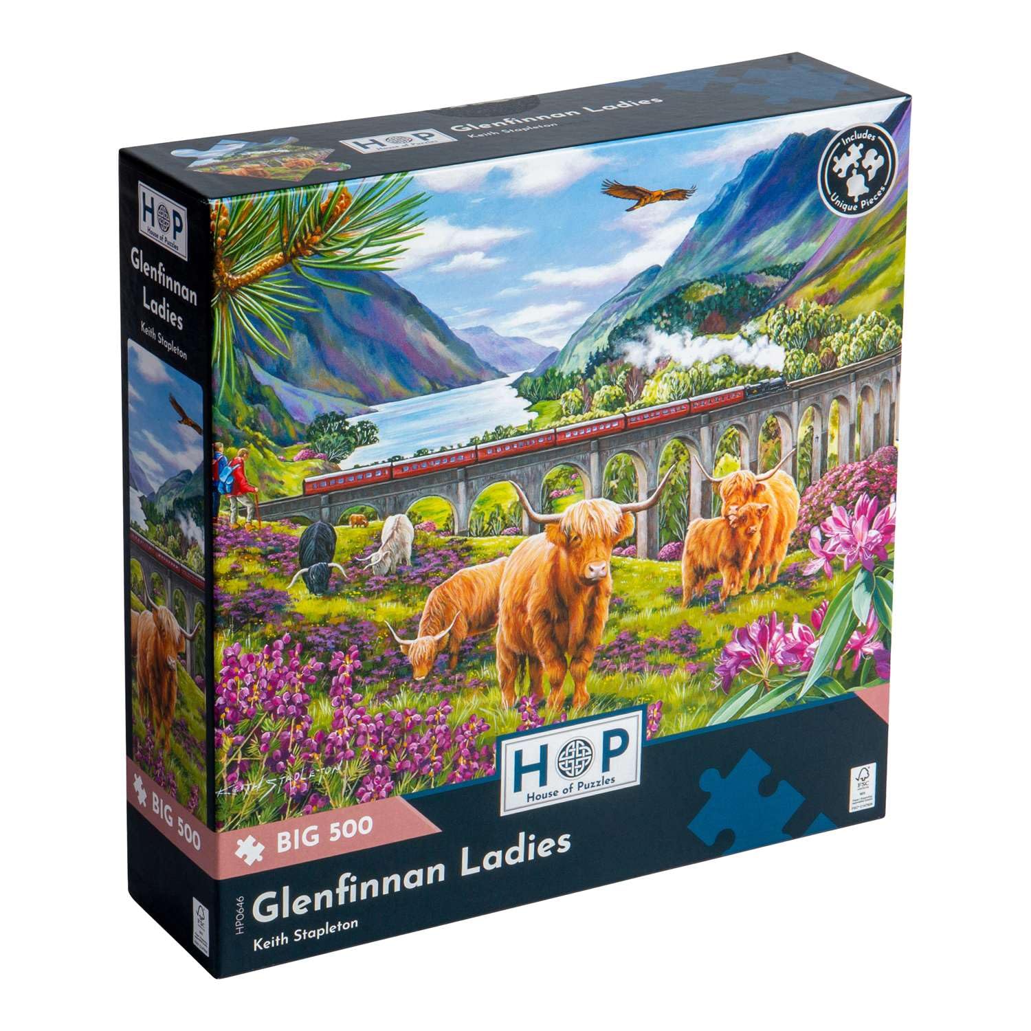 The House of Puzzles - Glenfinnan Ladies Jigsaw - Big 500 Piece Jigsaws For Adults, Extra Large Pieces, Artist Illustrated, Scenic Landscape, Deluxe Puzzle Gifts — image 1