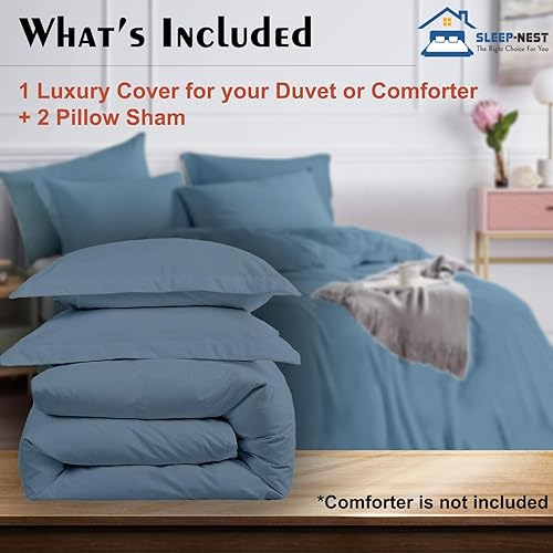 Miniatura 5 de SLEEP-NEST Juego de funda de edredón extragrande de 120 x 120 pulgadas, 3 piezas, 100% algodón egipcio de fibra larga, con cierre de cremallera, 600