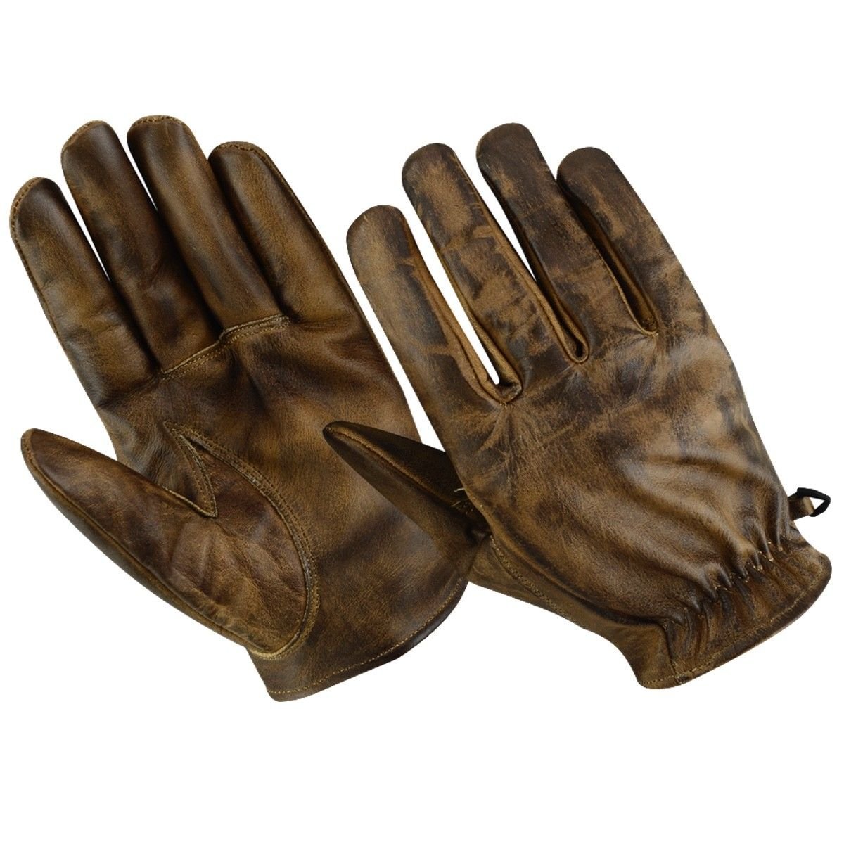 Motorradhandschuhe Leder Retro Old School Cafe RacerChopper, L, Holz braun