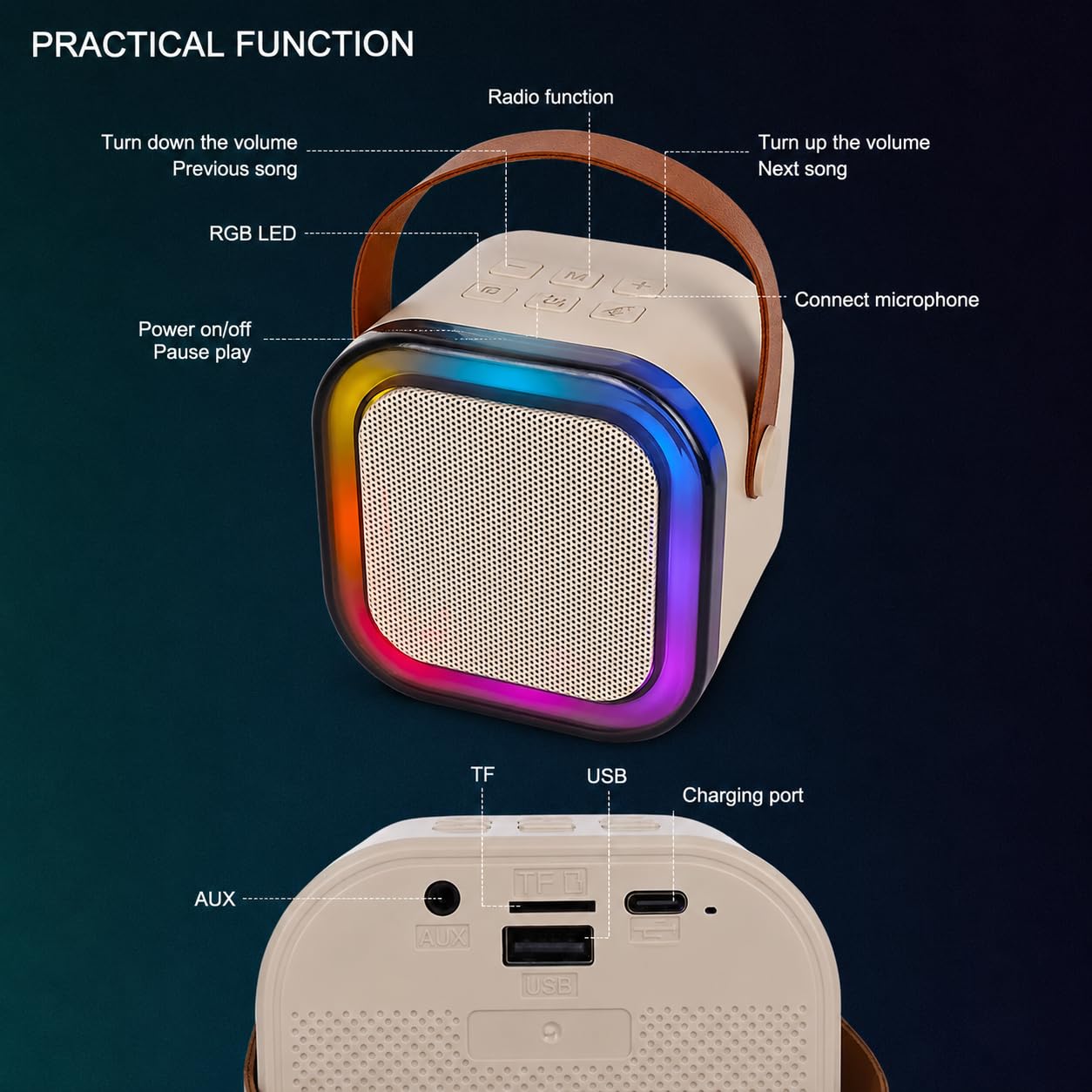 Goyal’s Karaoke Speaker: Portable Bluetooth Mic with Lights -7