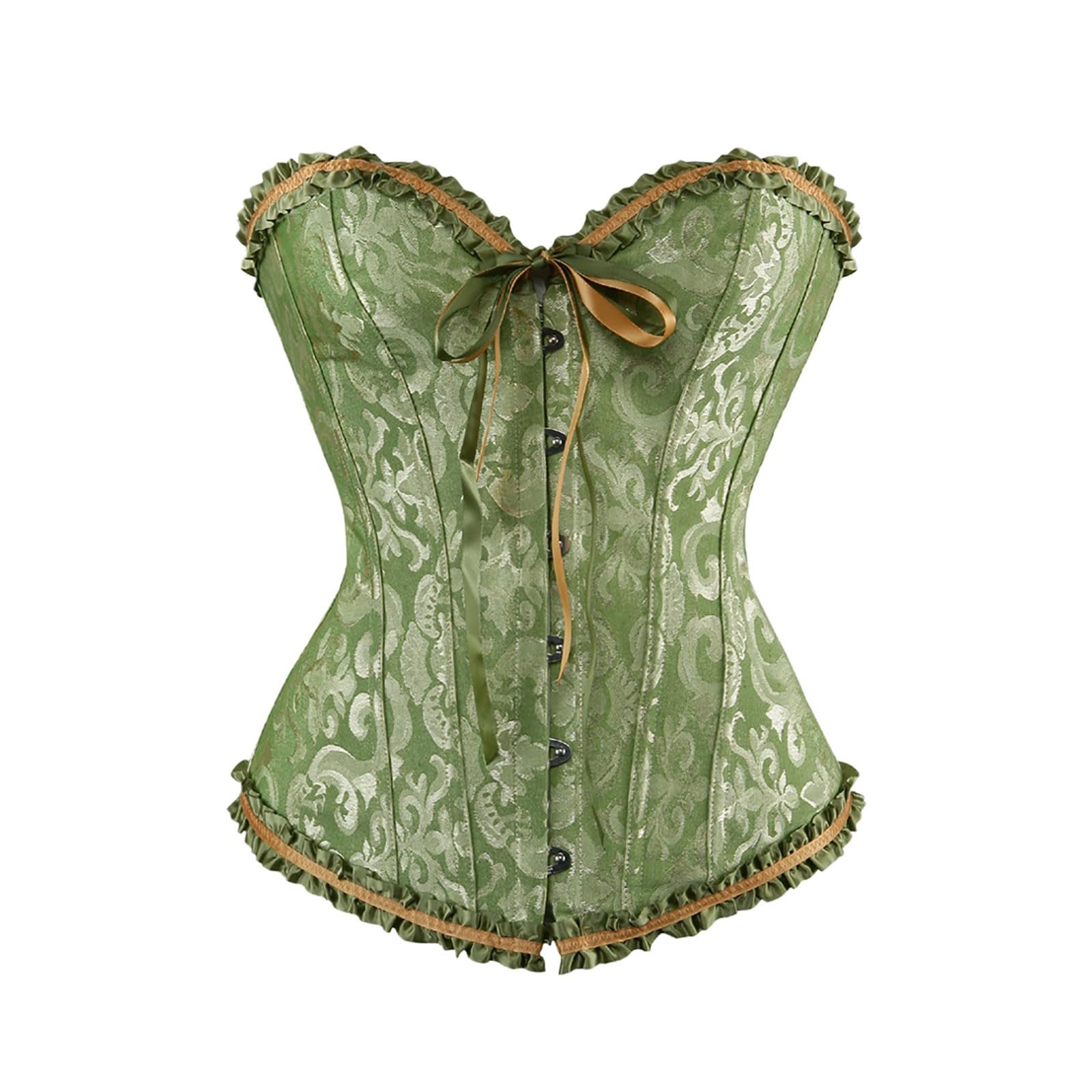 Damen Corsage Bustier - Gothic Vintage Korsett Aus Brokat In Übergrößen
