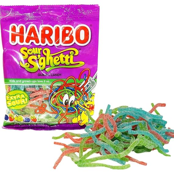 Haribo Sour S'ghetti Gummi Candy, 5 oz, (Pack of 2)