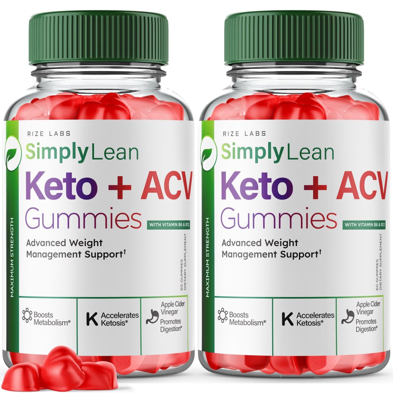 rize labs (Pack of 2 SimplyLean Keto + ACV Gummies for Advanced Weight Loss, SimplyLean Supplement for Maximum Strength Gomitas, Advanced Formula Review (120 Gummies)