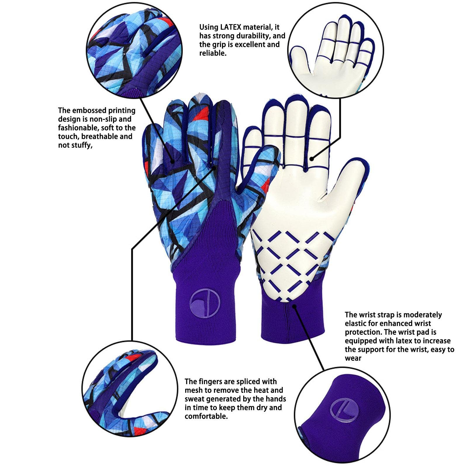 ZORQ Guanti da portiere | Guanti da calcio – Guanti da portiere in lattice resistente, comodi e ad alte prestazioni, per giocare a tutto tondo
