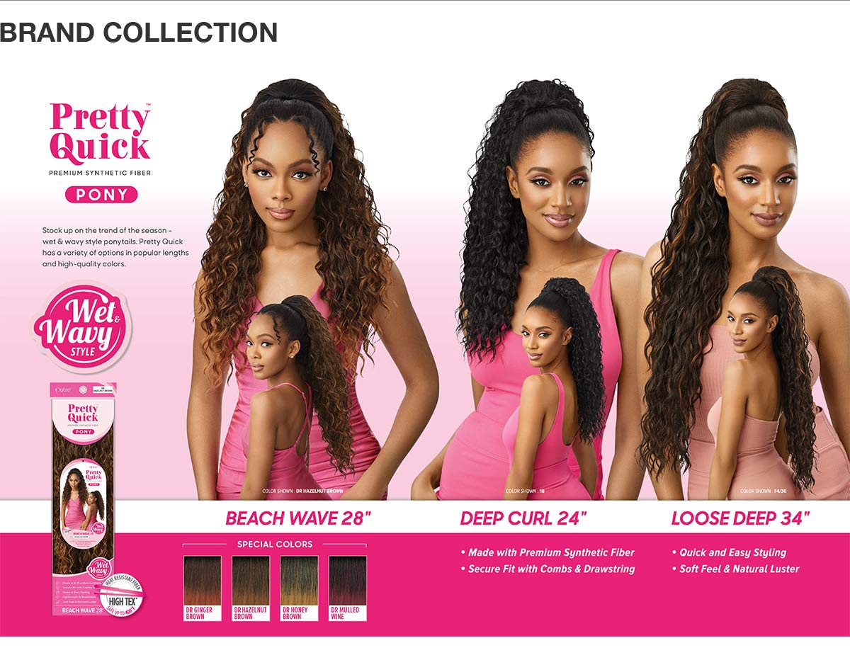 Outre Ponytail Pretty Quick Beach Wave 28" (DRHNBRN)
