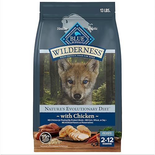 Blue Buffalo Wilderness - Alimento seco natural para cachorros con alto contenido de proteínas y granos saludables, bolsa de 13 libras