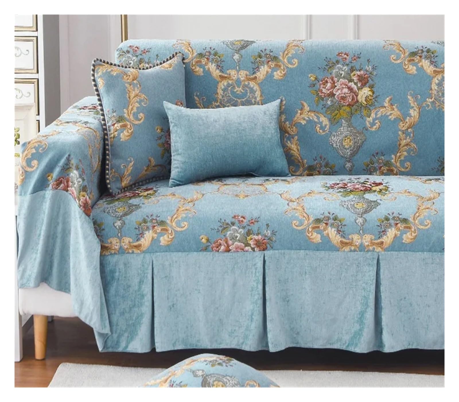 GCYEIDMA Vintage Sofa Cover Sofa Couch Cover 1/2/3/4 Seater Tassels Sectional Towel Throw Floral Recliner Slip Covers(Color3,3 Seater-180x300cm)